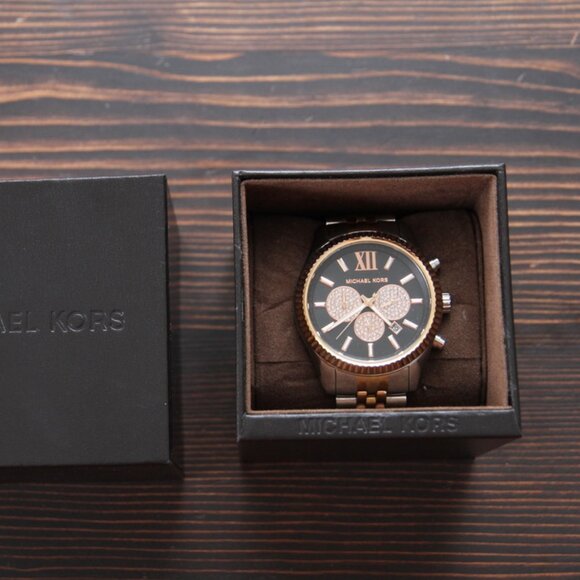 Michael Kors Watch with Black and Crystal Dial in Original Box - Picture 2 of 12